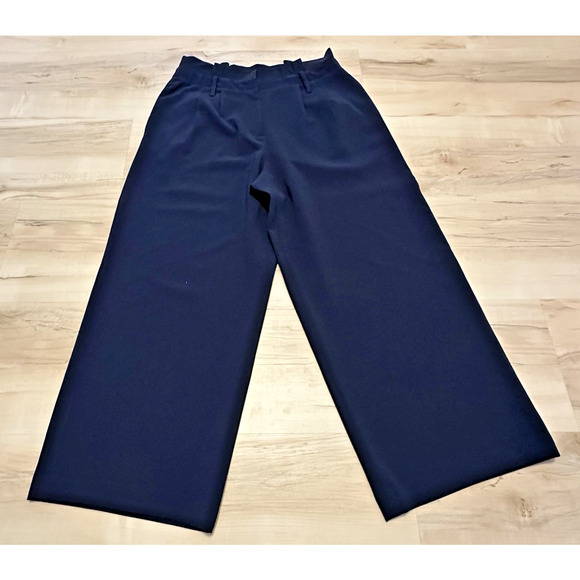 Boden Women 8R US 12R UK Pants Flat Front Wide Leg Cropped Navy Blue - Picture 1 of 8